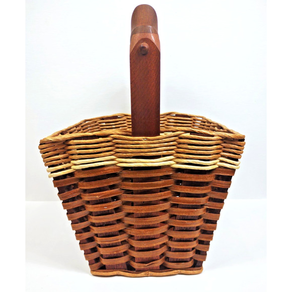 FOXCREEK Basket Company Dated & Signed Magazine Book Basket 2001 w Divider USA - Picture 3 of 11